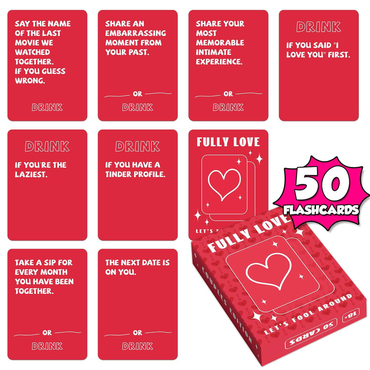 50 cards/box of couple Q&A games and board games for couples