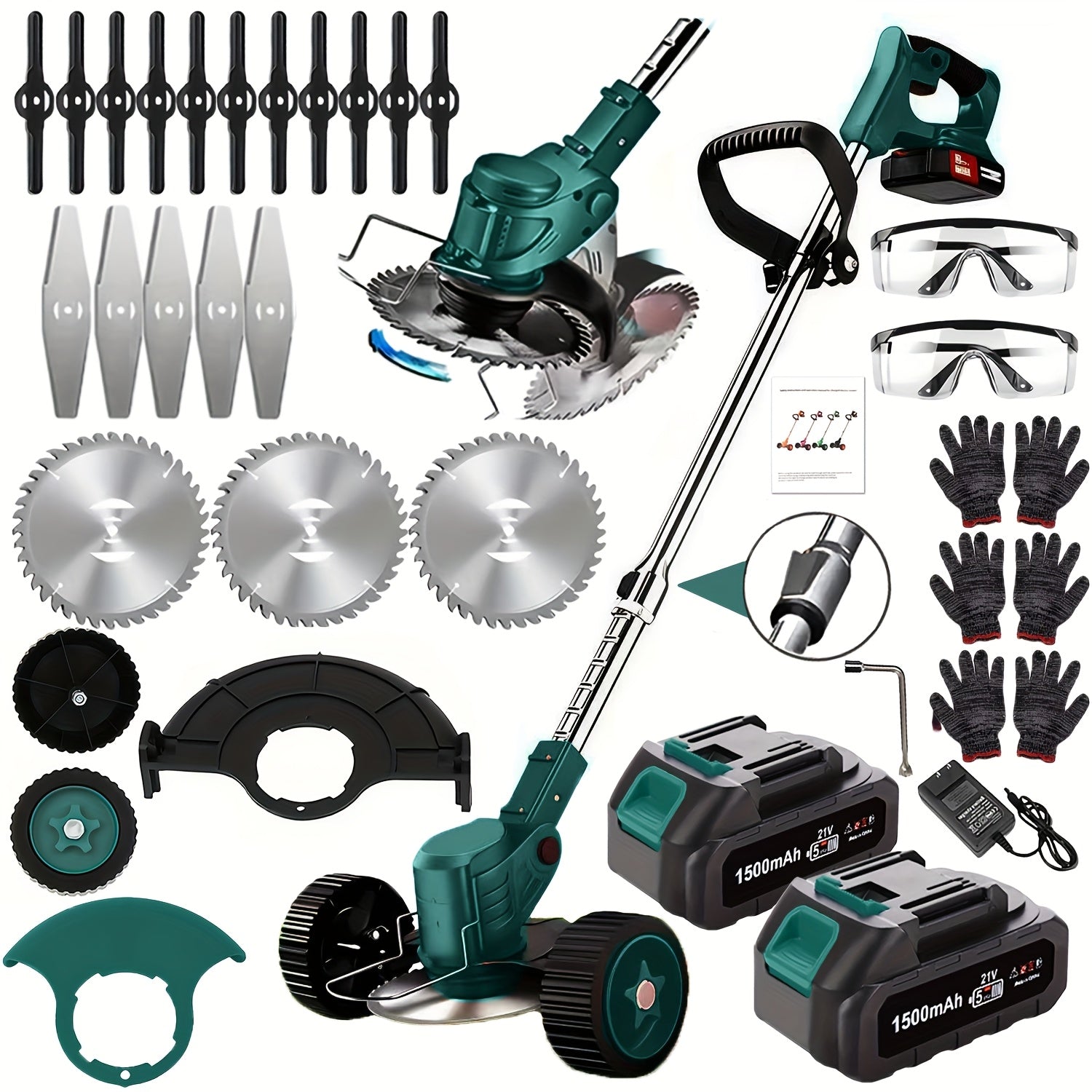 Cordless Electric Lawn Mower - Portable for Garden Yard, 3 Blades & 2 Batteries, High Power - Father's Day Gift for Dad/Husband