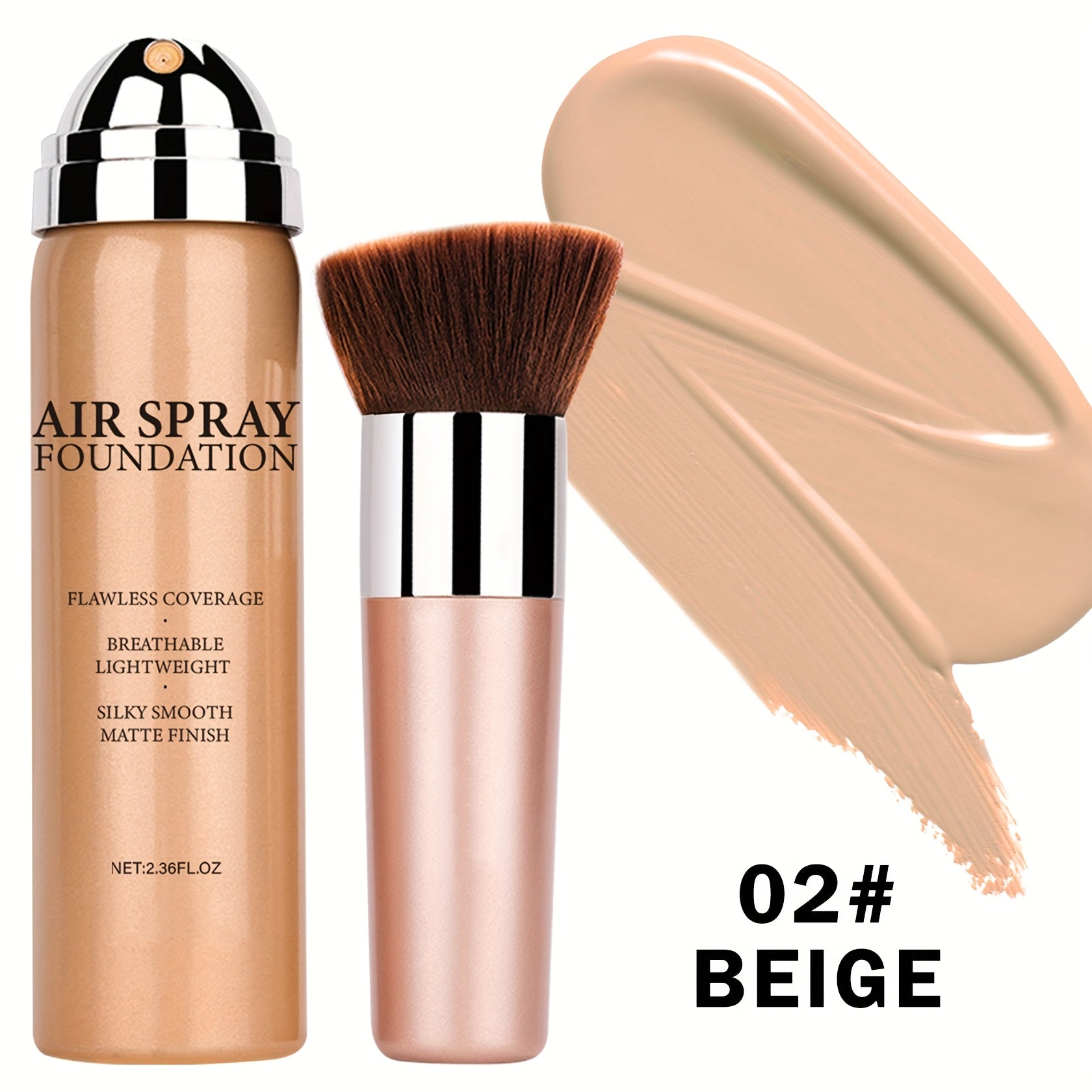 High-Coverage Matte Makeup Set: Cushion Foundation, Smooth Cream & Spray for Mature Skin in Light Beige Natural Nude