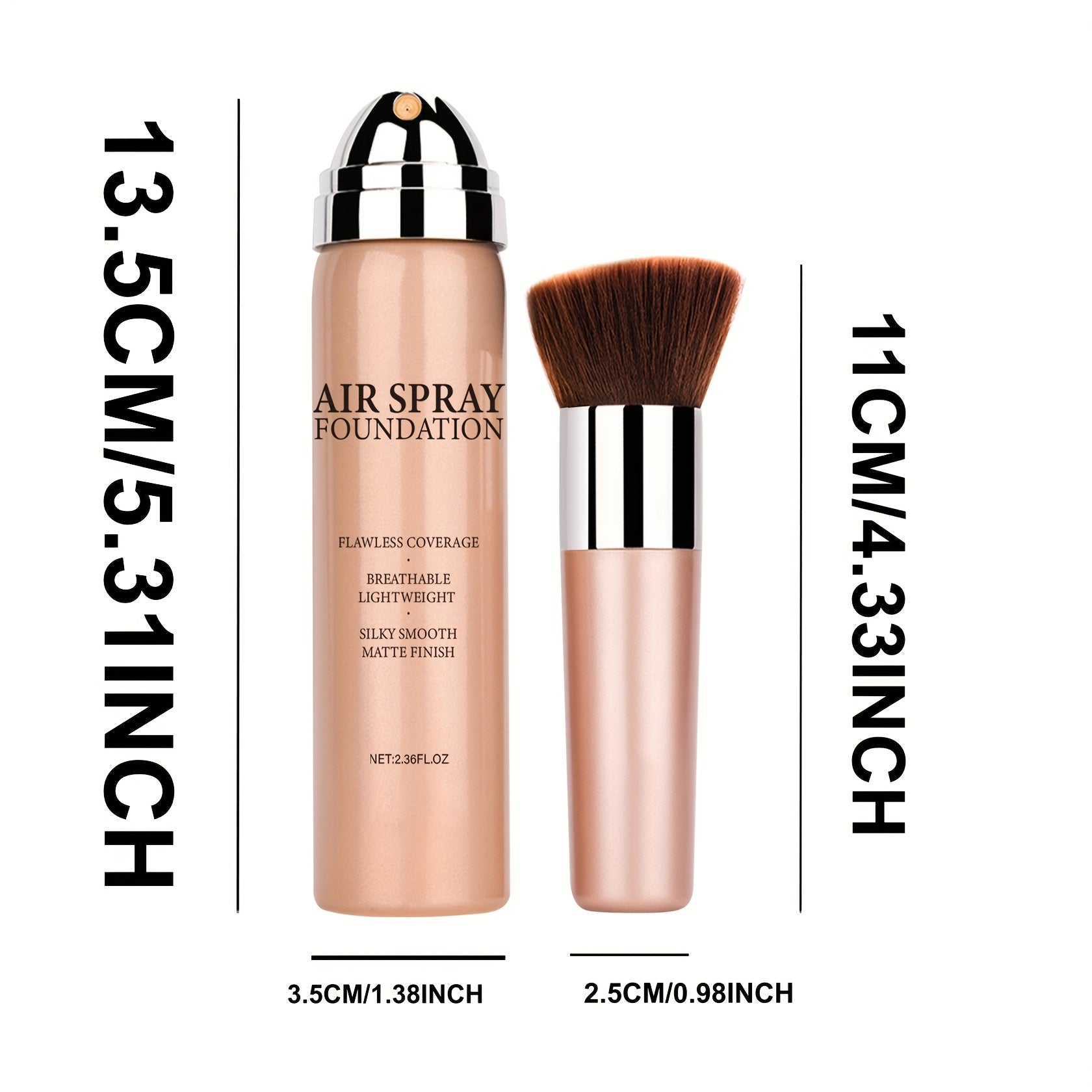 High-Coverage Matte Makeup Set: Cushion Foundation, Smooth Cream & Spray for Mature Skin in Light Beige Natural Nude