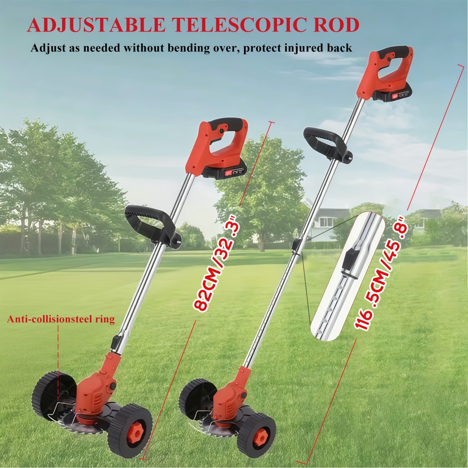 Cordless Electric Lawn Mower - Portable for Garden Yard, 3 Blades & 2 Batteries, High Power - Father's Day Gift for Dad/Husband