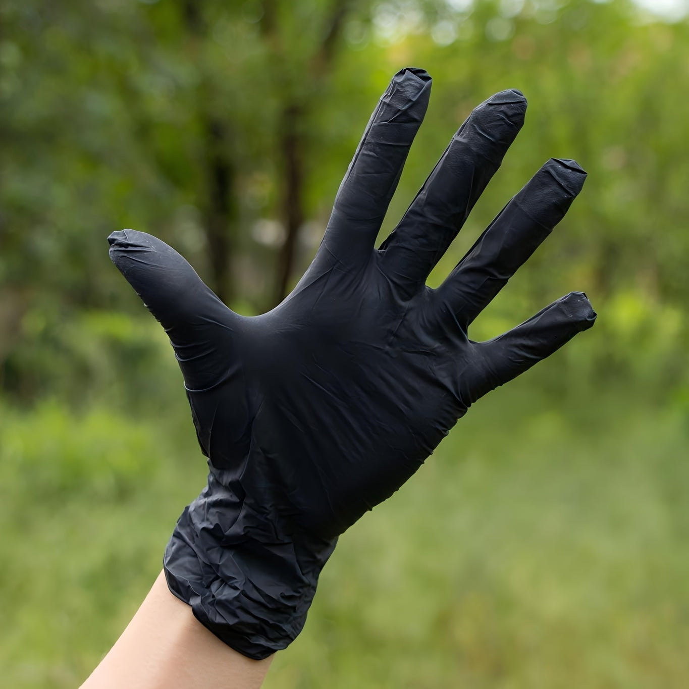 50 Pcs Black Disposable Nitrile Gloves - Durable & Waterproof | Kitchen, Tattoo, Cleaning, Auto Care | Textured Grip | Latex-Free •