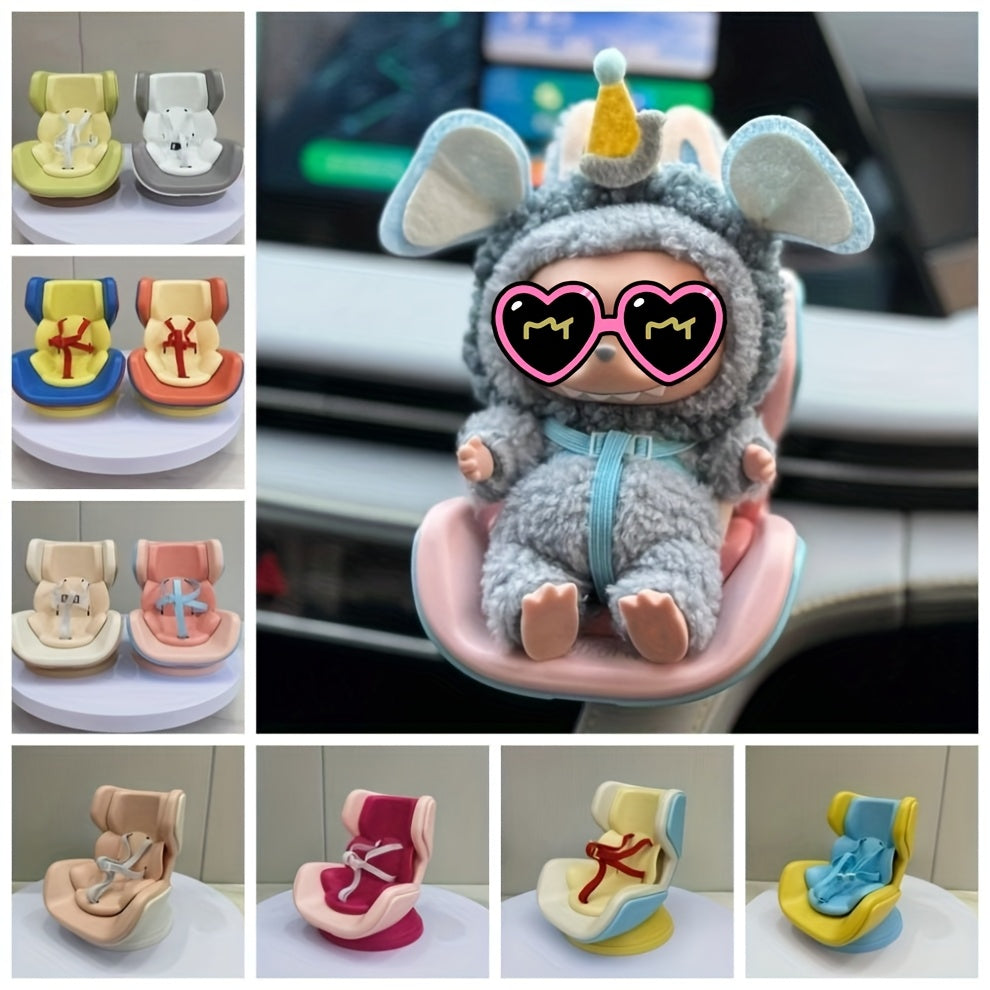 Plush Doll Car Seat & AC Vent Console Decor Set, Universal Fit for All Dolls, 7.09 Inch