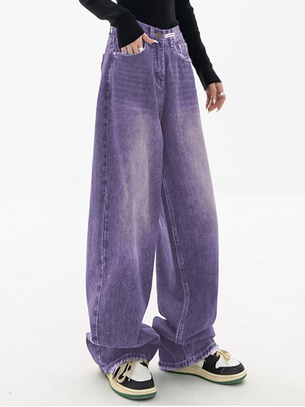 EMMIOL Jeans para mujer, pantalones vaqueros holgados de pierna ancha, cintura alta, pantalones cargo Y2K, pantalones casuales sueltos para novios, ropa de calle vintage 