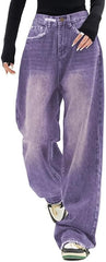 EMMIOL Jeans para mujer, pantalones vaqueros holgados de pierna ancha, cintura alta, pantalones cargo Y2K, pantalones casuales sueltos para novios, ropa de calle vintage 