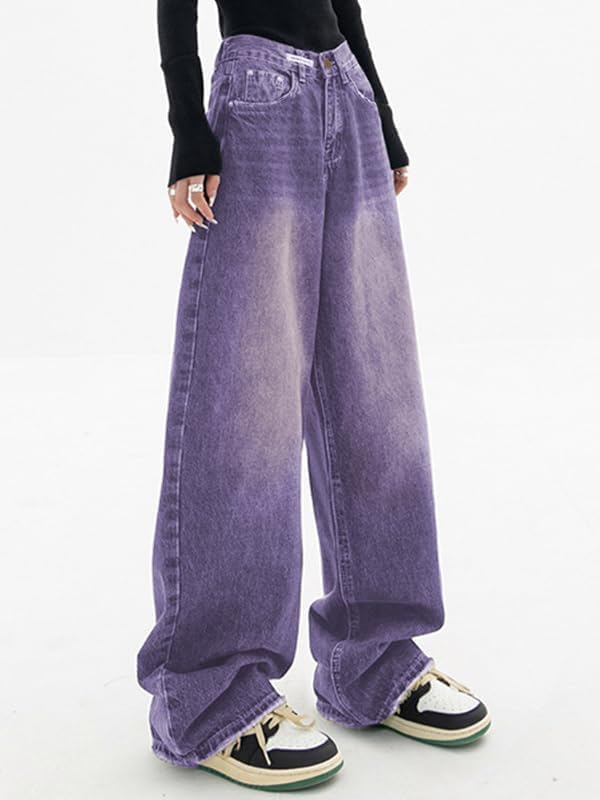 EMMIOL Jeans para mujer, pantalones vaqueros holgados de pierna ancha, cintura alta, pantalones cargo Y2K, pantalones casuales sueltos para novios, ropa de calle vintage 