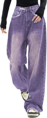 EMMIOL Jeans para mujer, pantalones vaqueros holgados de pierna ancha, cintura alta, pantalones cargo Y2K, pantalones casuales sueltos para novios, ropa de calle vintage 