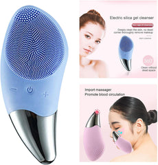 Ultrasonic Electric Silicone Facial Cleansing Brush Cleanser, Waterproof, Diminish Acne Breakouts