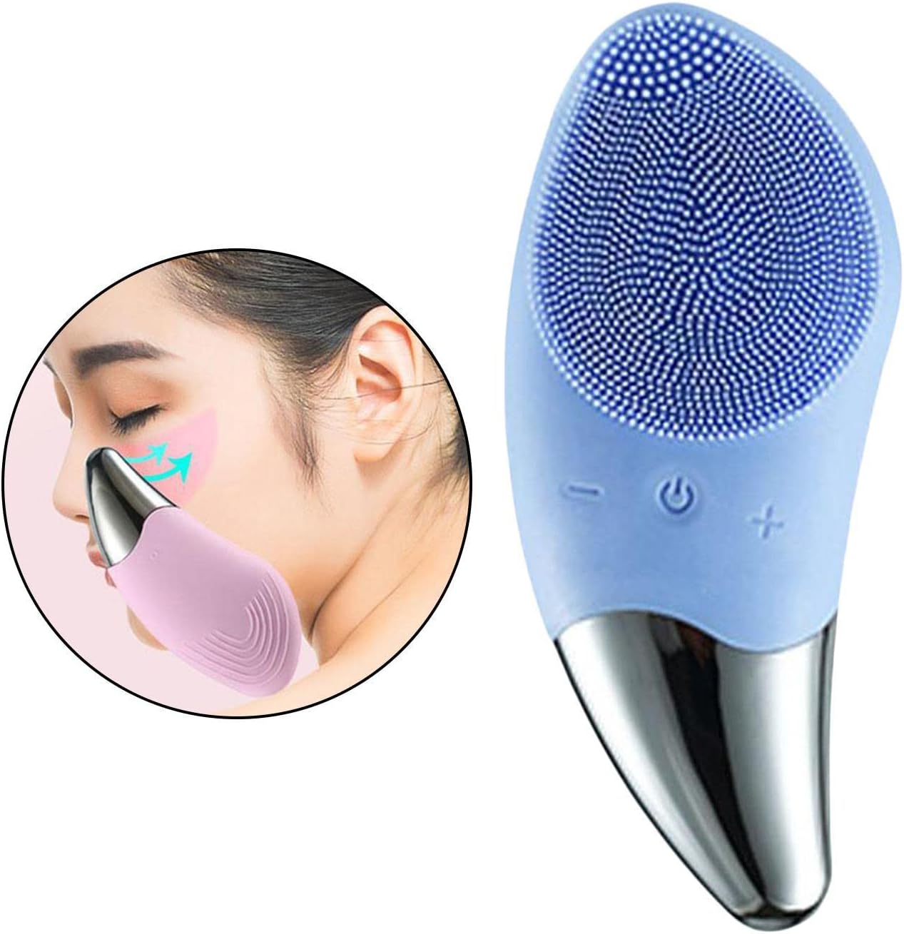 Ultrasonic Electric Silicone Facial Cleansing Brush Cleanser, Waterproof, Diminish Acne Breakouts
