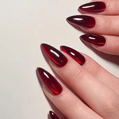 30 pieces/set of aesthetic blood red crystal cat eye fake nails Nail Slices