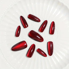 30 pieces/set of aesthetic blood red crystal cat eye fake nails Nail Slices