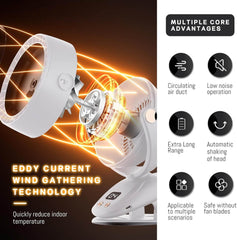 6-speed small personal bladeless cooling fan suitable for silent desk fans in homes, offices, and bedrooms