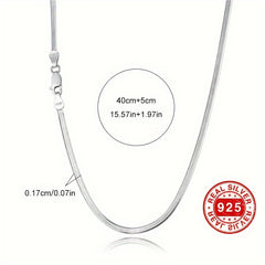 S925 sterling silver hypoallergenic flat snake bone chain, cool wind blade chain, fashionable silver necklace for women, light luxury, high-end feeling, collarbone chain 3.6g