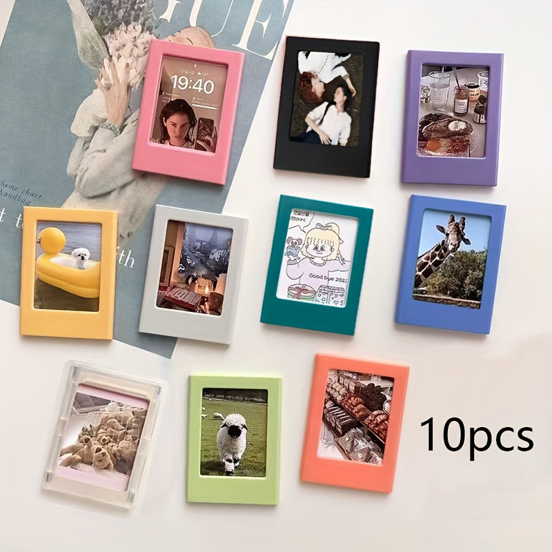 10 piece set of vibrant 3-inch magnetic photo frames for refrigerators