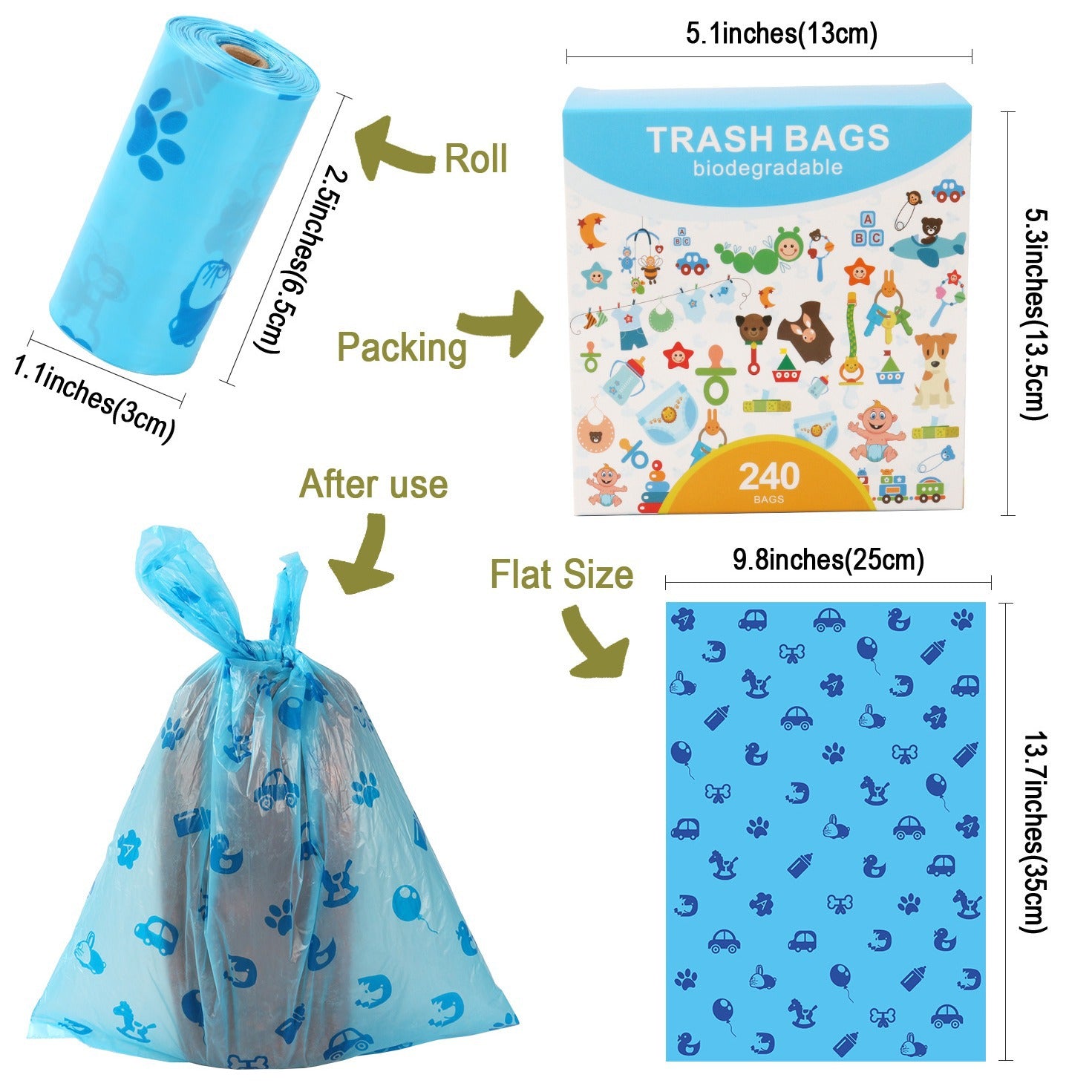 Sealing Cat Litter Poop Clump Pick-Up Bags with Handles Scoop Tie Bags Dog Waste Bag
