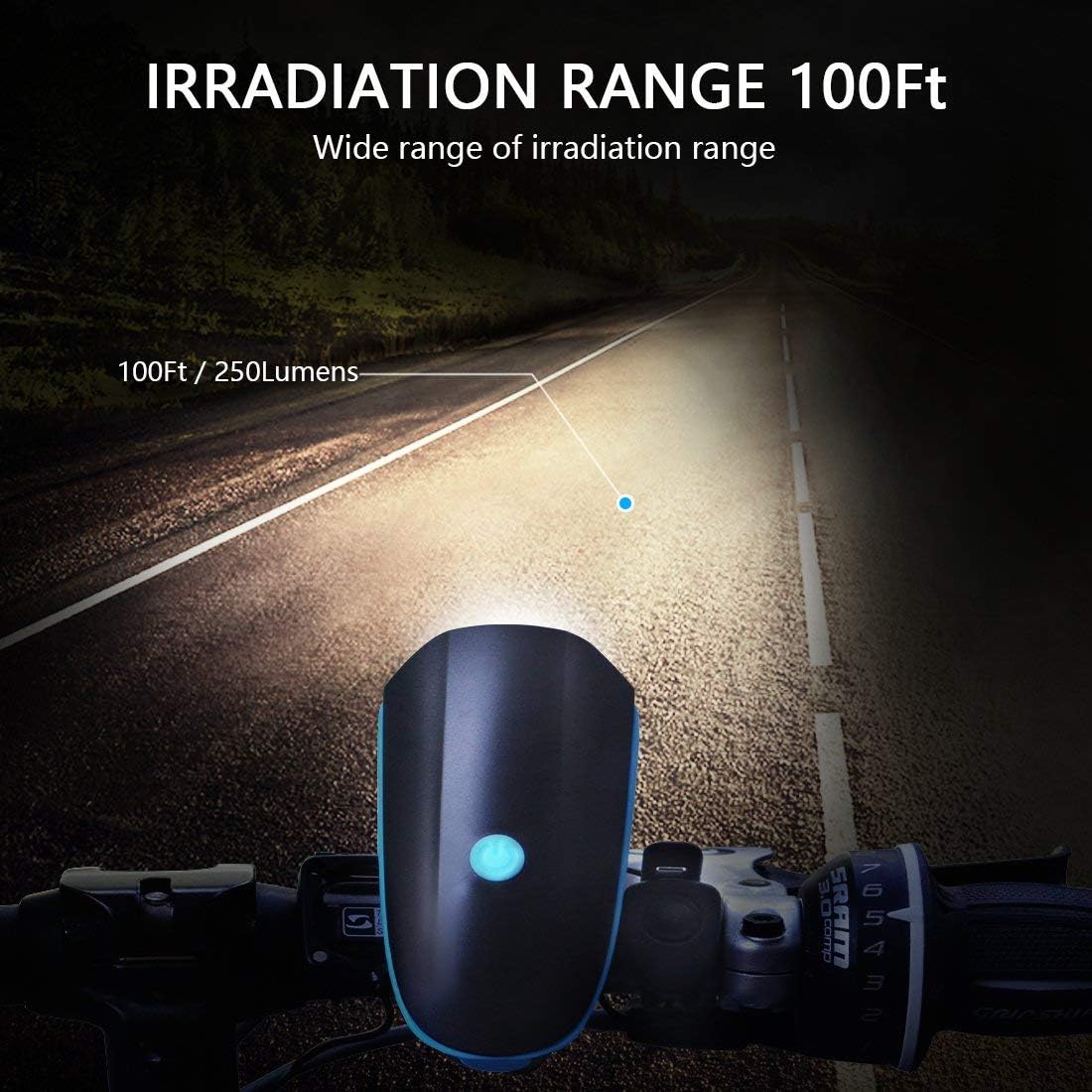 Rechargeable Bike Light With Horn Set, Bicycle Front Light With Bell for Electric Scooter Kids, 2 Modes Sound Siren, 3 Lighting Modes