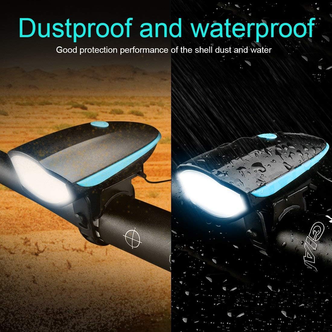 Rechargeable Bike Light With Horn Set, Bicycle Front Light With Bell for Electric Scooter Kids, 2 Modes Sound Siren, 3 Lighting Modes