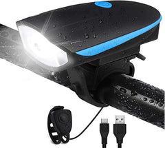 Rechargeable Bike Light With Horn Set, Bicycle Front Light With Bell for Electric Scooter Kids, 2 Modes Sound Siren, 3 Lighting Modes