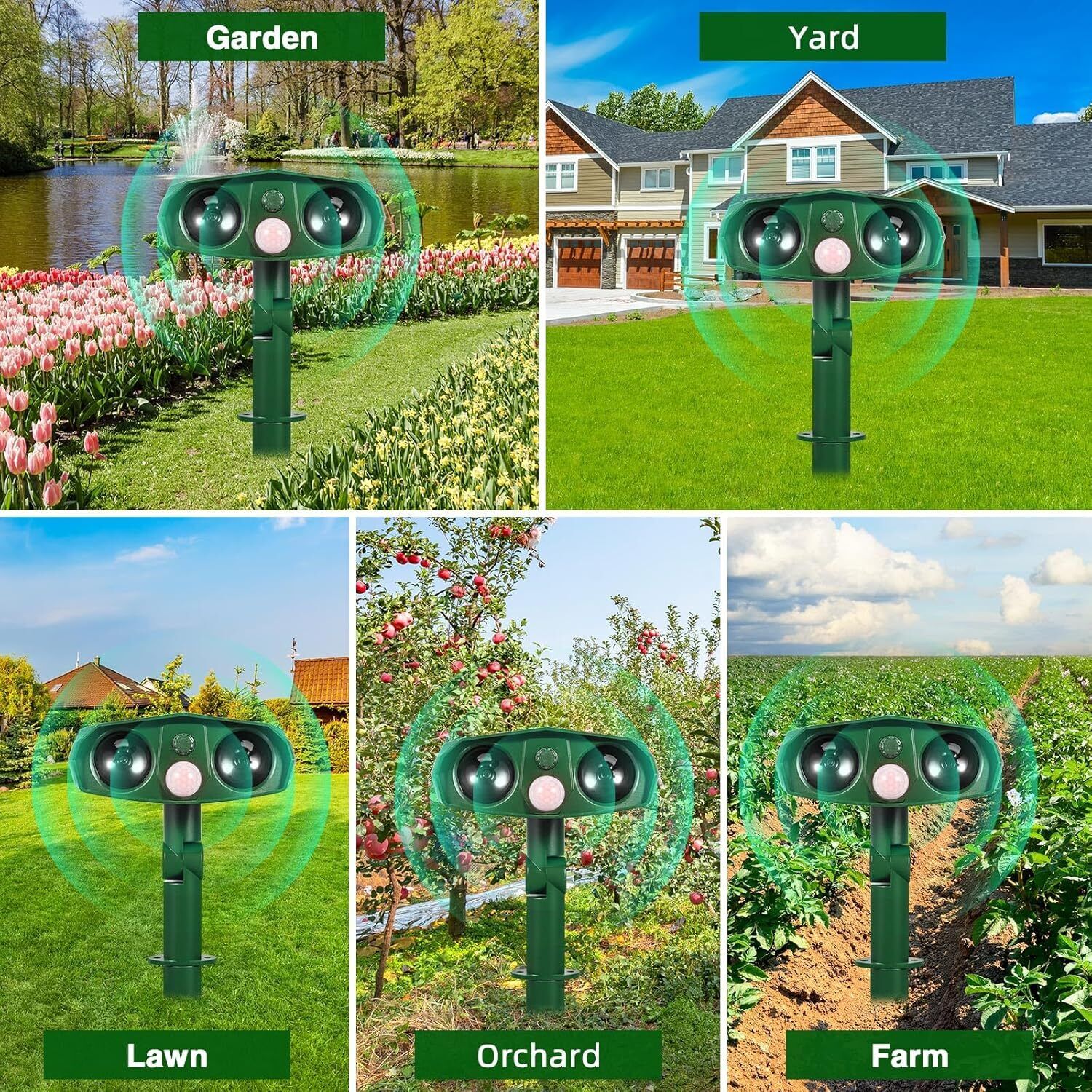 2-piece Outdoor Solar Ultrasonic Animal Repellent
