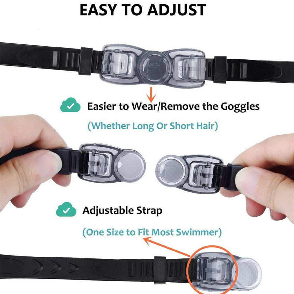 Adult Swim Goggles Adjustable Waterproof Anti-Fog UV Swimming Glasses + Ear Plug
