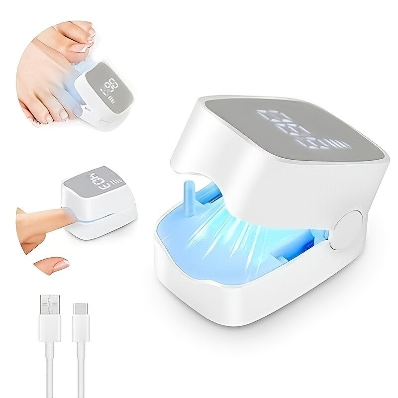1pc/2pcs Nail Lamp With LED Display In White For Toe Nail Care And Treatment