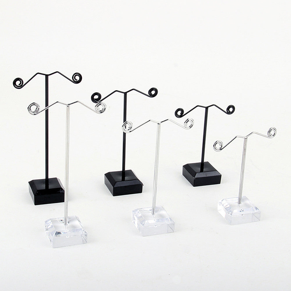 US 3 Pcs Alloy Earrings Display T-Shape Stand Showcase Jewelry Organizer Holder