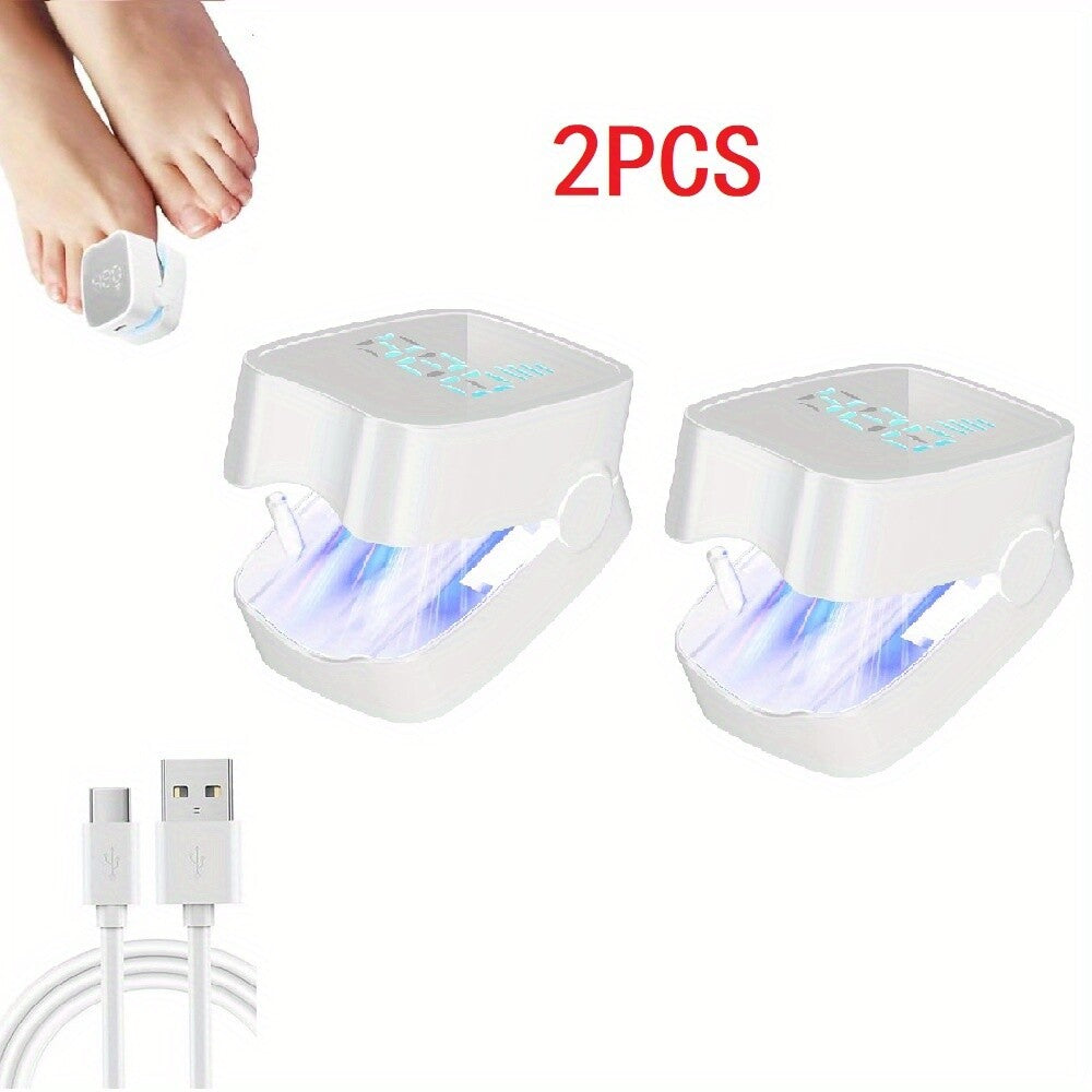 1pc/2pcs Nail Lamp With LED Display In White For Toe Nail Care And Treatment