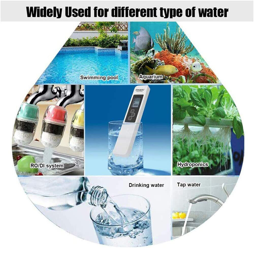2pc TDS Meter Digital Tester Water Quality Testing Kits Drinking Water 0-9990ppm