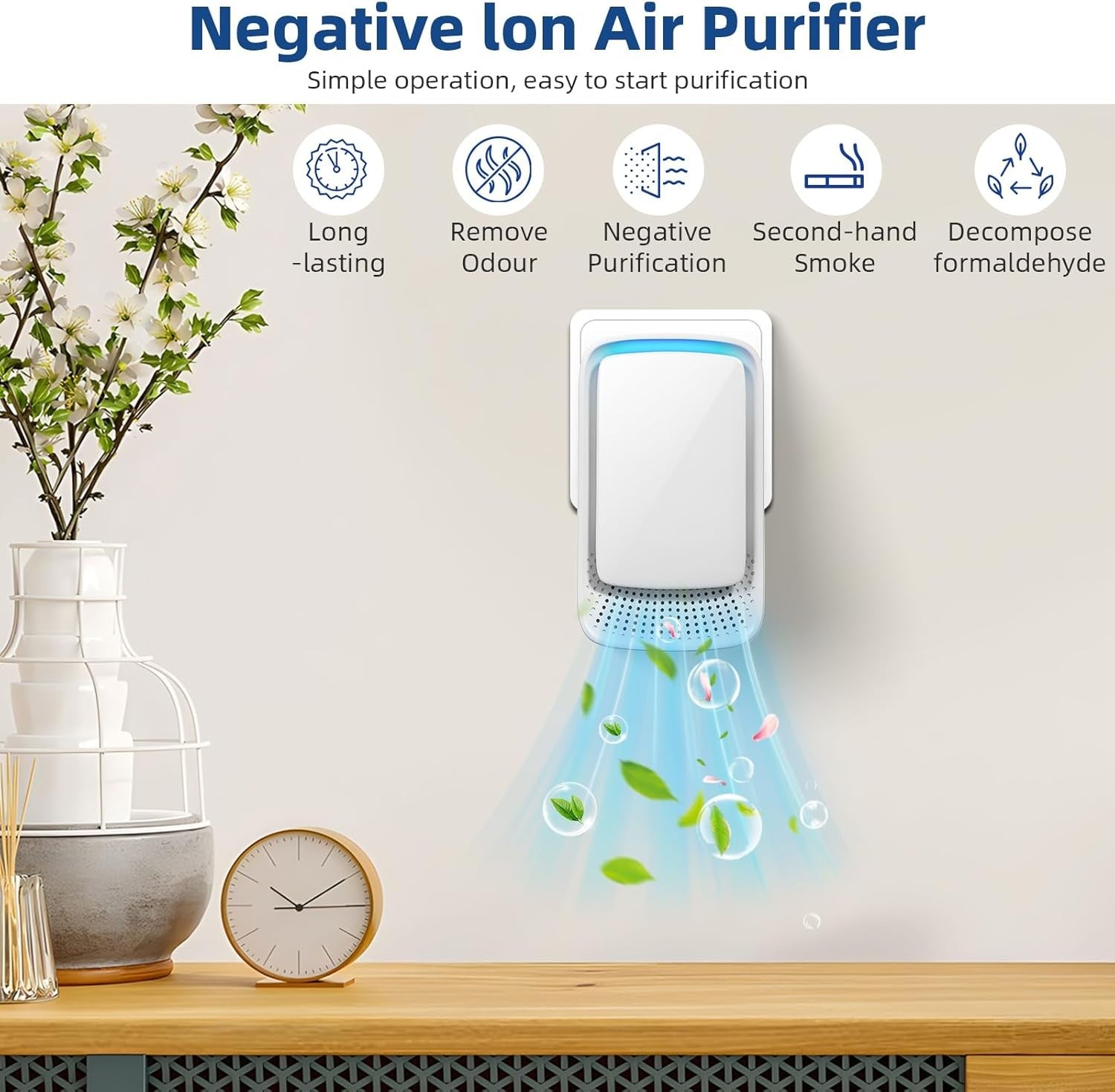 2 Pieces Negative Air Ionizer Filterless Plug, Silent for Kitchen/Pets