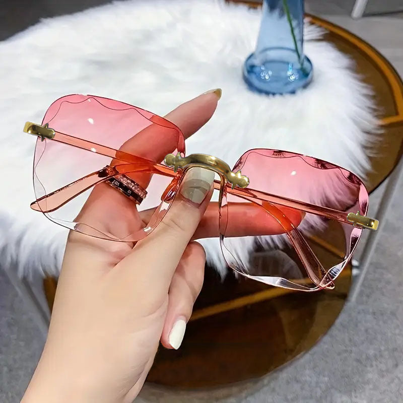 3-piece frameless edge cut shiny glasses with glass reflective gradient lenses for anti reflection