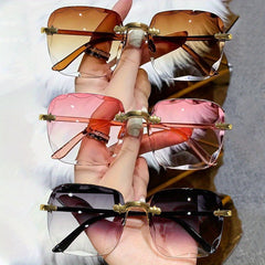 3-piece frameless edge cut shiny glasses with glass reflective gradient lenses for anti reflection