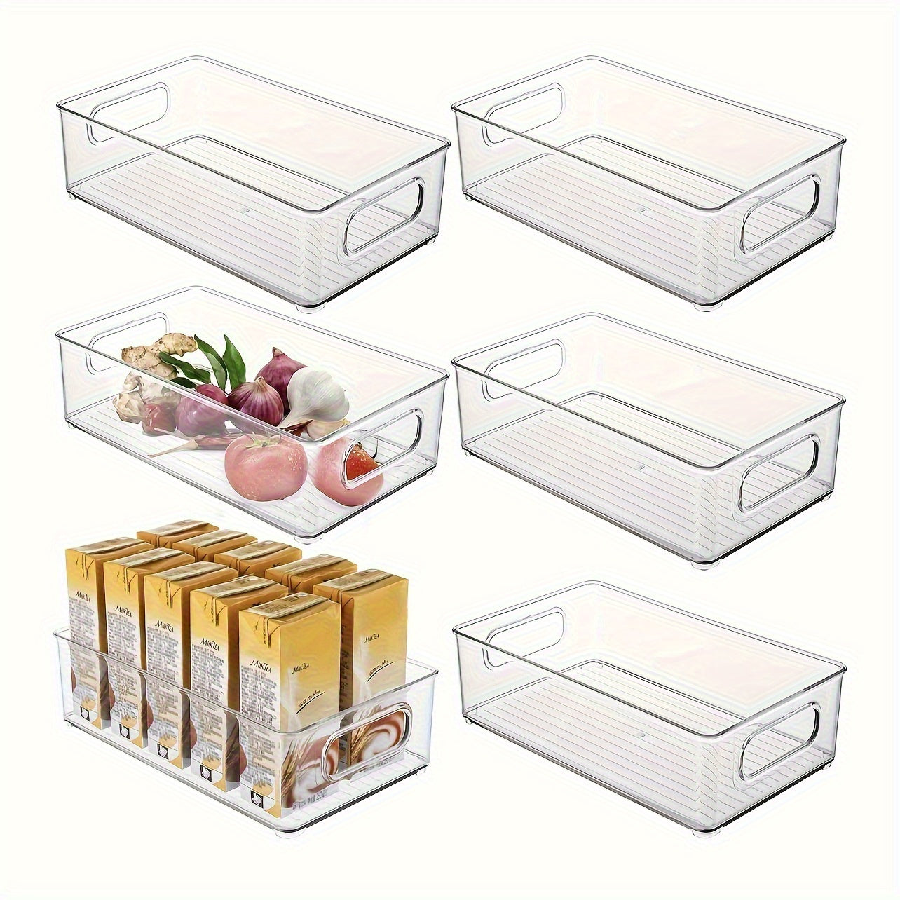 2/4/6 stackable refrigerators, space saving storage boxes, transparent refrigerator boxes with handles