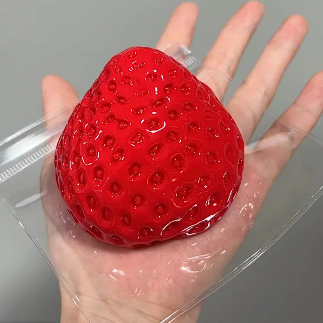 Solid Snow Covered Strawberry Pinching Venting Toy