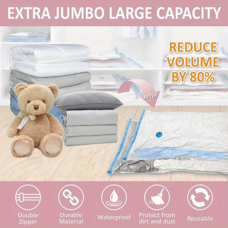 5 vacuum storage bags (2 large/2 medium/1 oversized) including manual pump