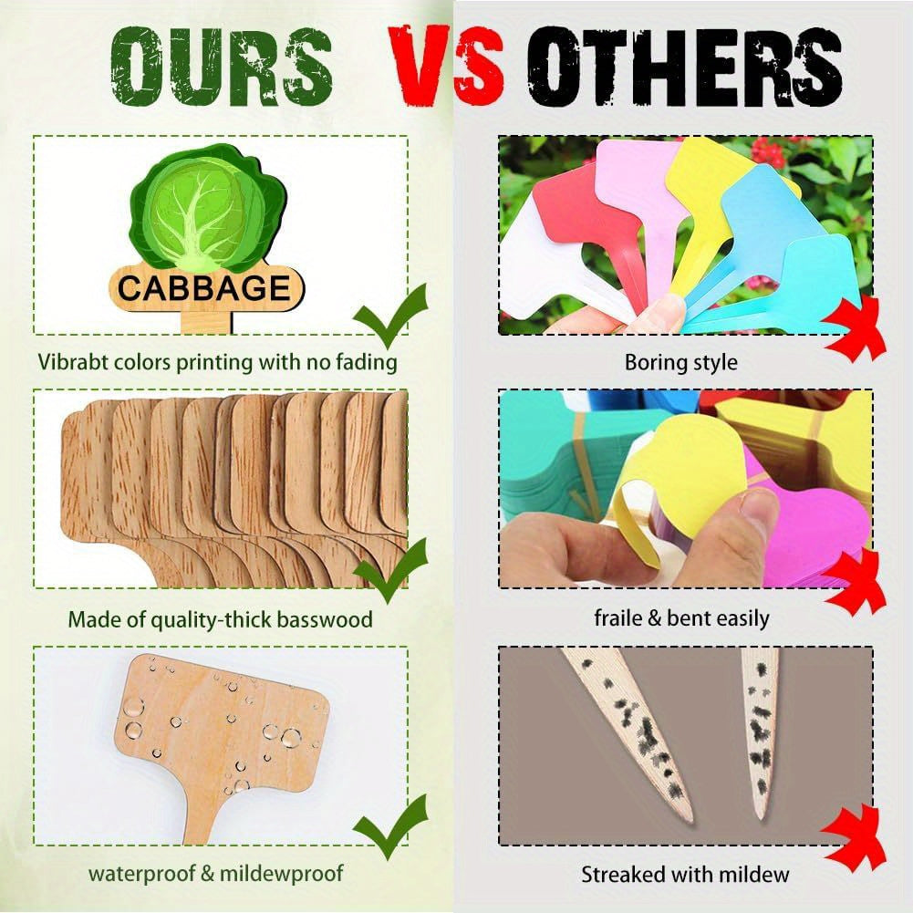 15 pieces/set of wooden plant labels can be reused